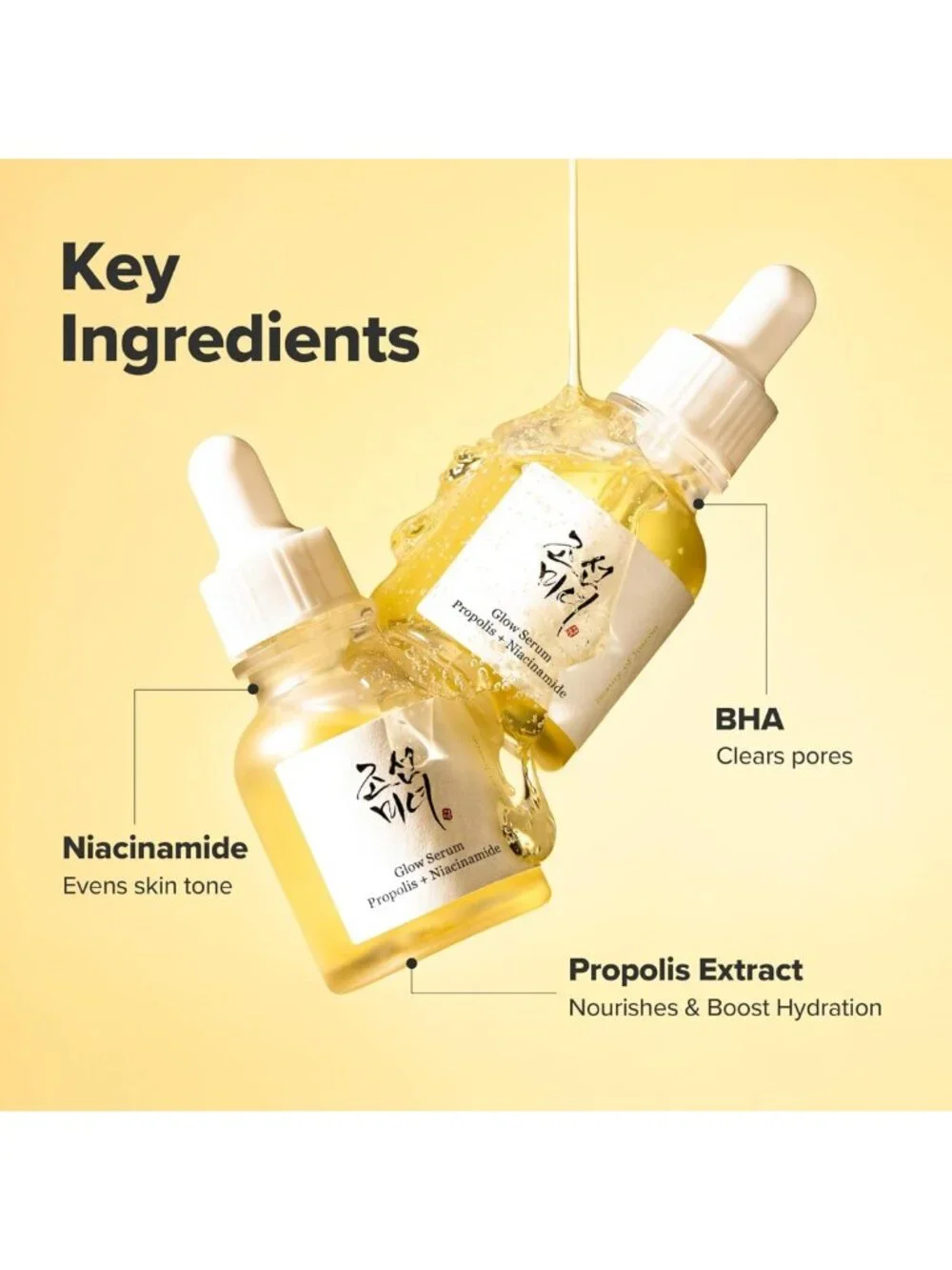 Glow Serum with Propolis & Niacinamide - Hydrating Facial Moisturizer for Uneven